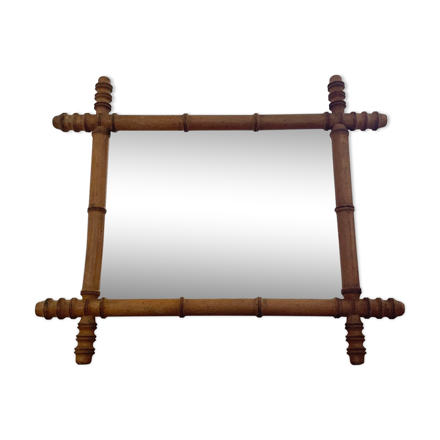 Miroir barbier bois sculpté bambou