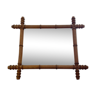 Mirror barber wood carved bamboo