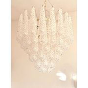 Mid-Century Modern “Conchiglie” Murano Glass Gold Chandelier