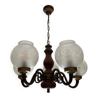 Lustre bois 5 lampes