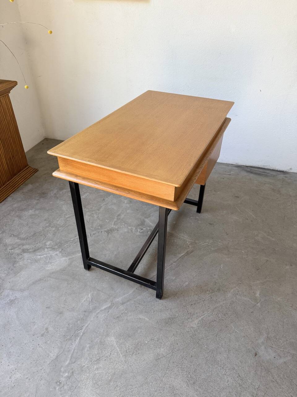 Modernist 50s oak metal desk