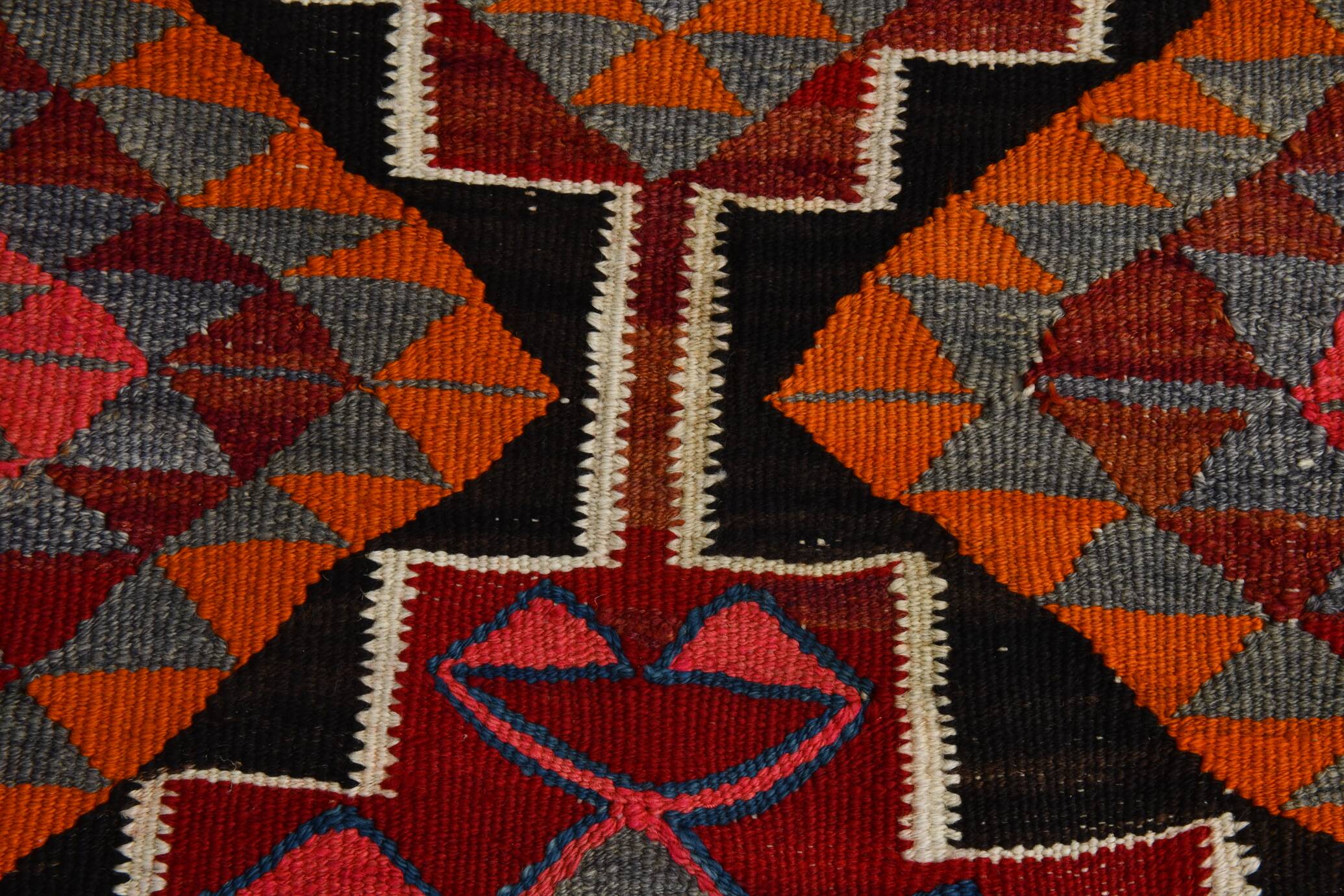 Red & Orange Oriental Kilim Runner Rug, 105x340Cm