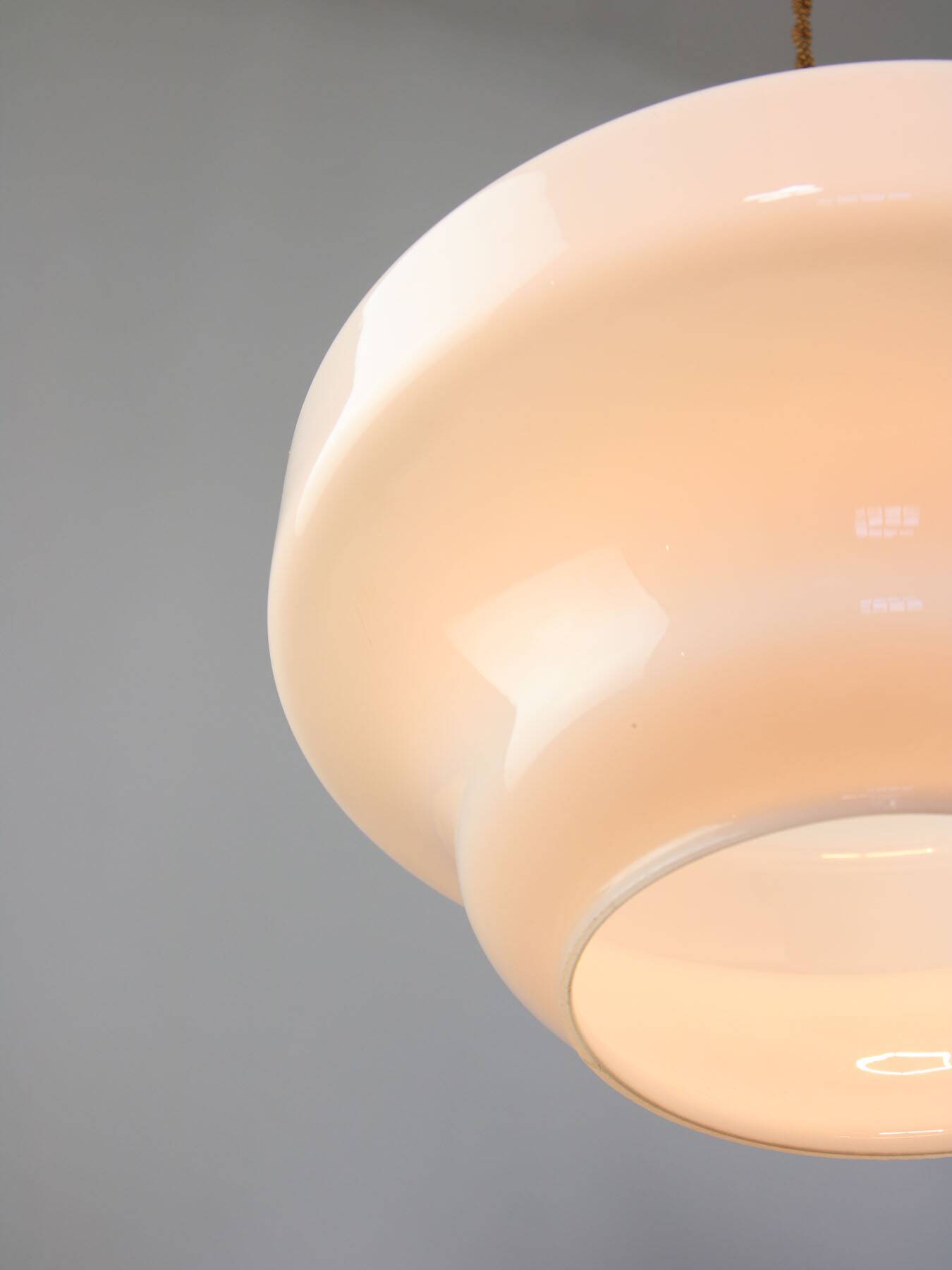 Mid-Century Italian Opaline and Brass Pendant Lamp