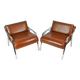 Pair of metal and leather armchairs from the 60s