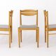 Ensemble de 6 chaises de salle à manger vintage des années 1970, chaises en hêtre et teck, milieu du siècle.