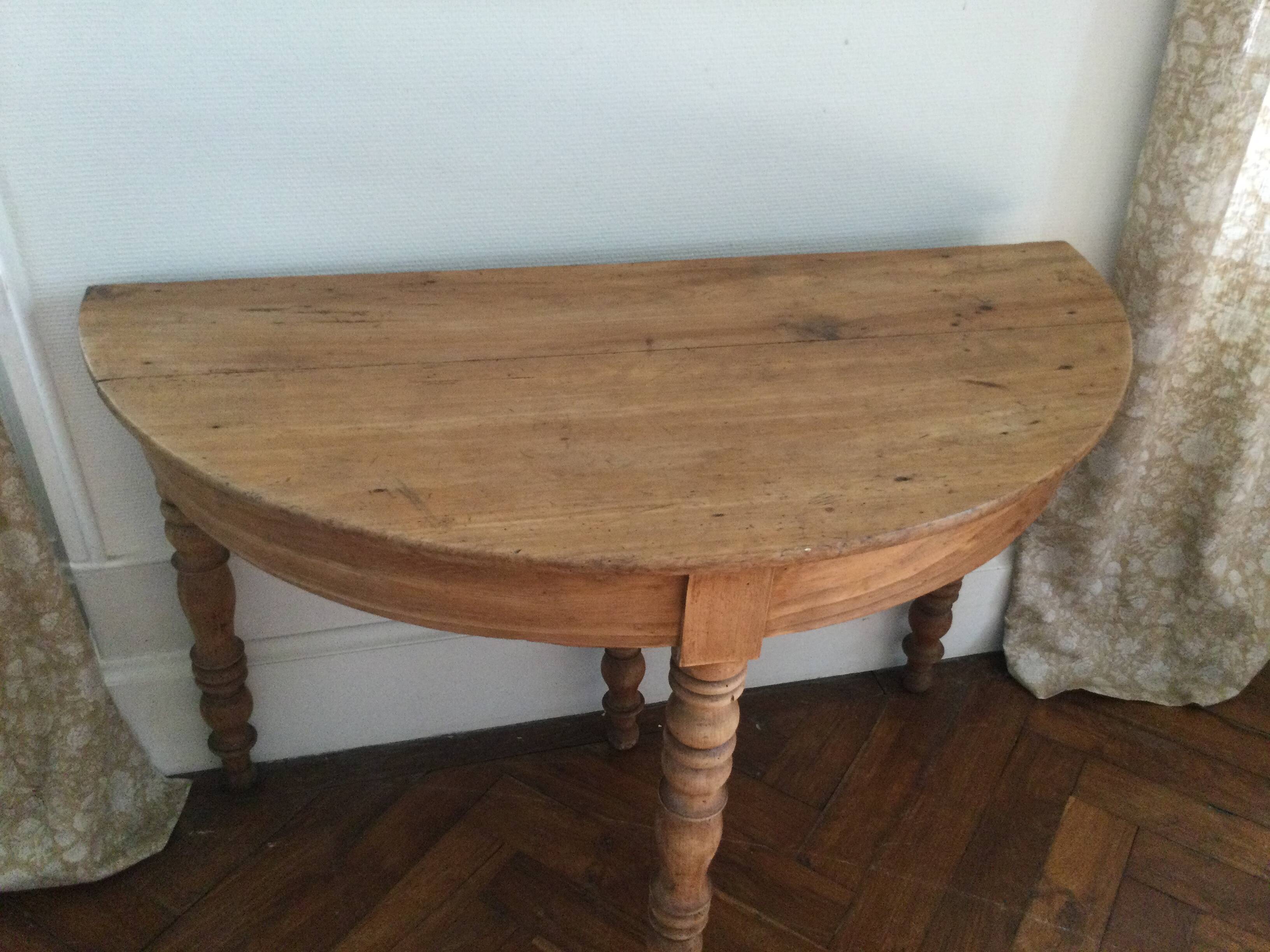 Antique half-moon wooden console