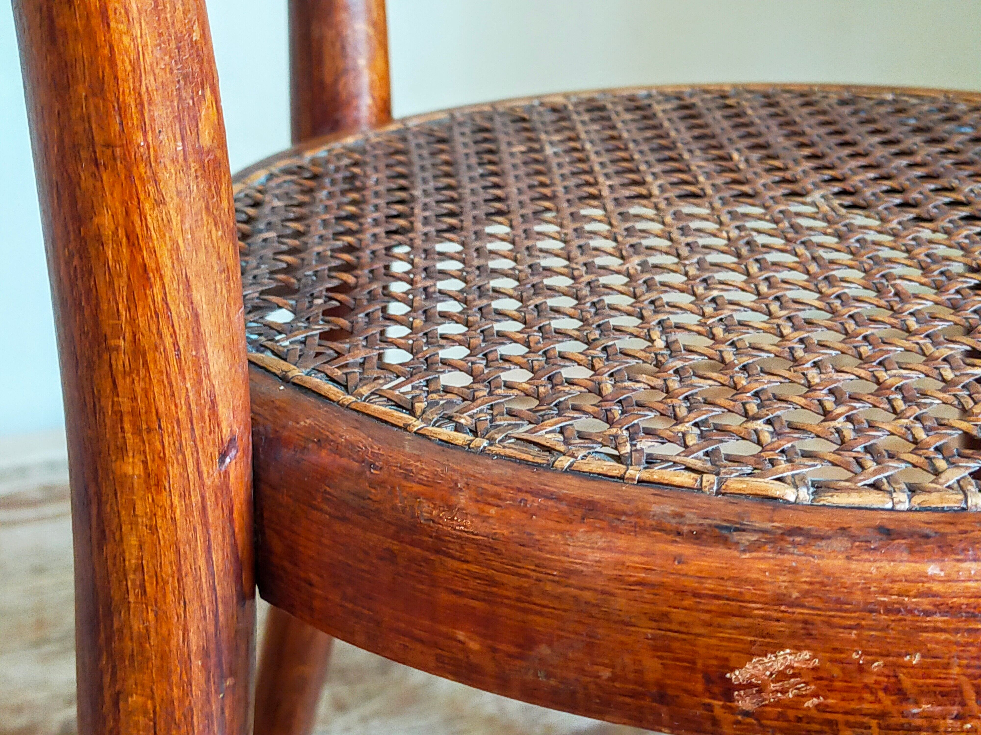 Children's chair in curved round wood old year