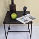 Vintage perforated metal side table, 42 cm
