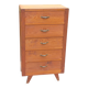 Vintage 1950s chest of drawers with tapered legs and 5 drawers.