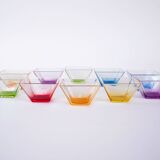 Set of square glass bowls, Italian design, 1980s, made in Italy