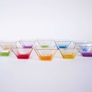 Set of square glass bowls, Italian design, 1980s, made in Italy