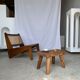 Small side table or stool in blond teak H:30 L43 l27