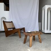 Table d'appoint ou tabouret en teck blond quadripode H:30 L43 l27