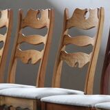 Set of 6 vintage Danish oak razorblade highback chairs by H. Kjærnulf, 1960s