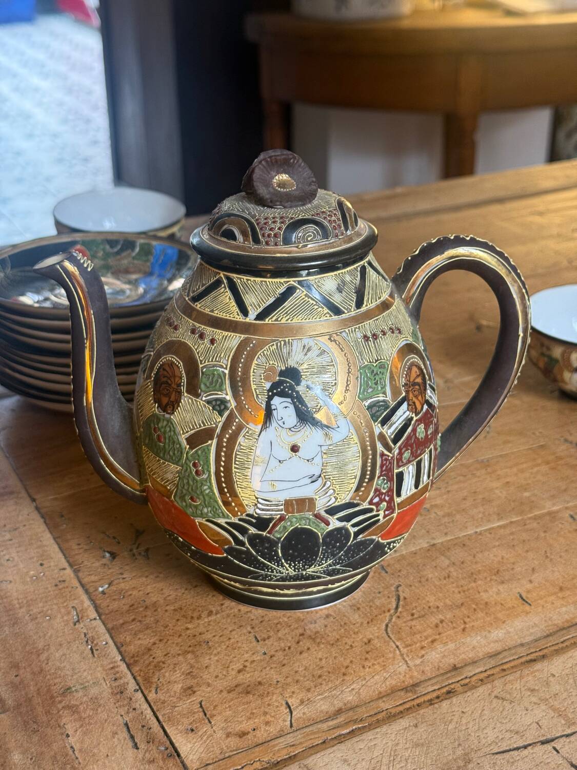 Vintage Japanese tea set, 12 cups and saucers.