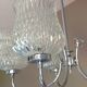 Five-spoke chandelier in chrome-plated metal and structured/vintage glass 60s-70s