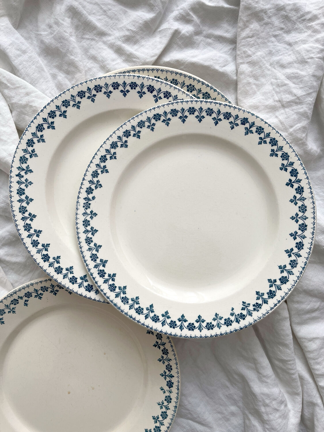 4 flat plates in “Barbeaux” ironstone, Clairefontaine earthenware