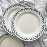 4 assiettes plates en terre de fer « Barbeaux » faience Clairefontaine