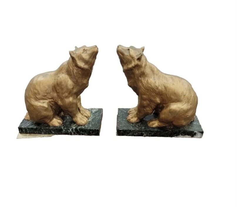 Paire de serre livres ours en régule,  22cms de H