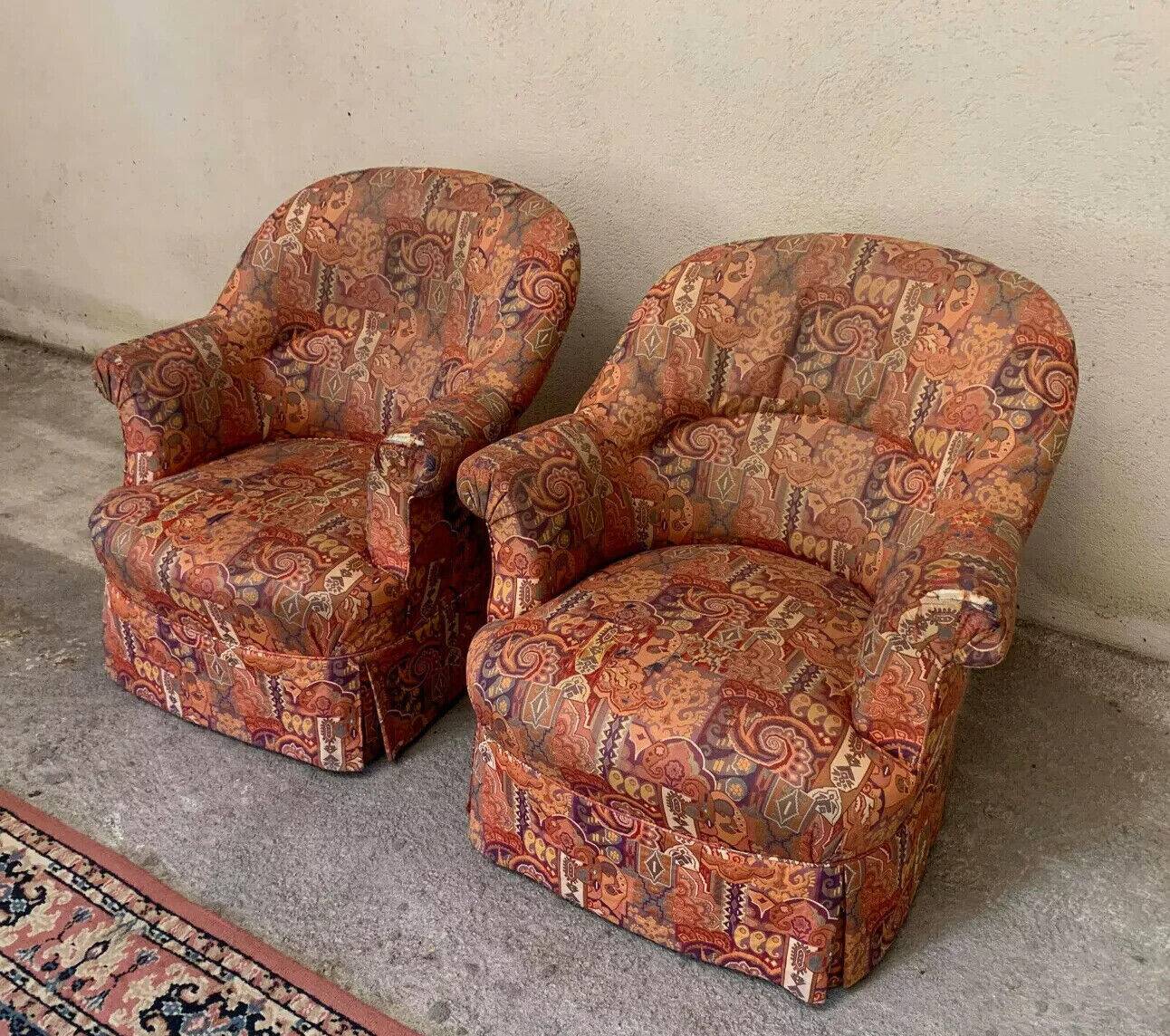 Pair of Napoleon III period toad armchairs