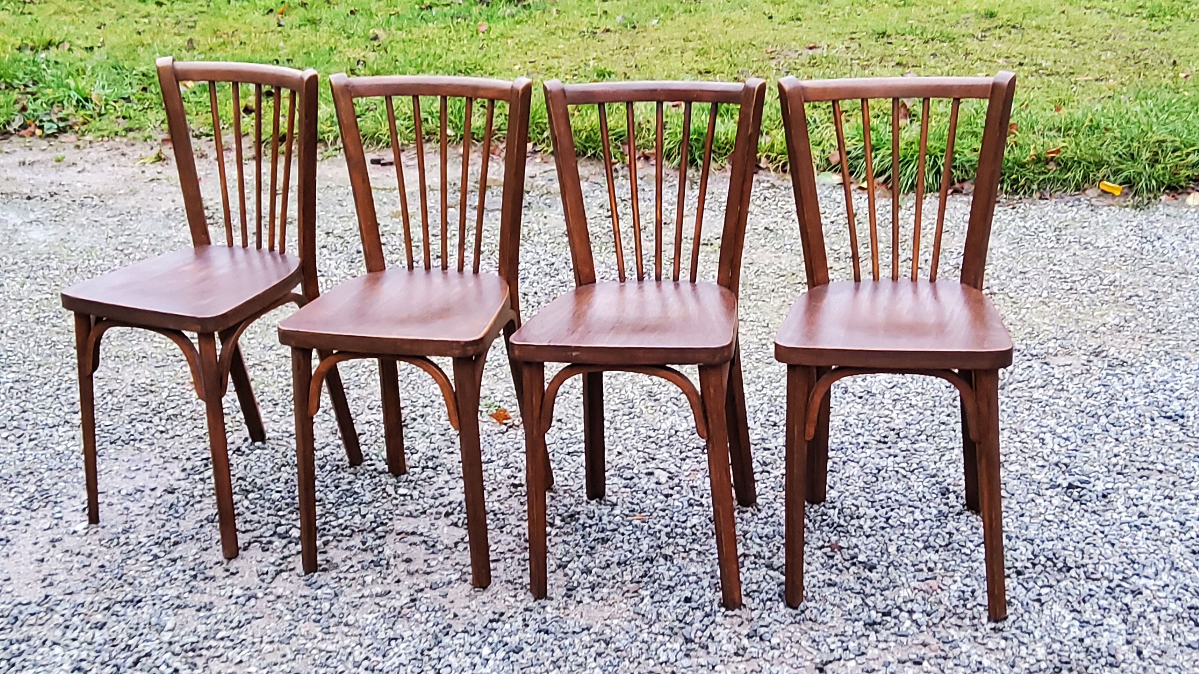 Set of 4 Baumann bistro chairs from the 50s stamped