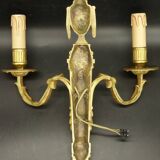 Pair of large sconces, ram's head, Louis XVI style, 19th century - gilded bronze