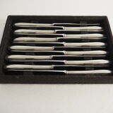 12 SFAM cheese knives in its dark chocolate case