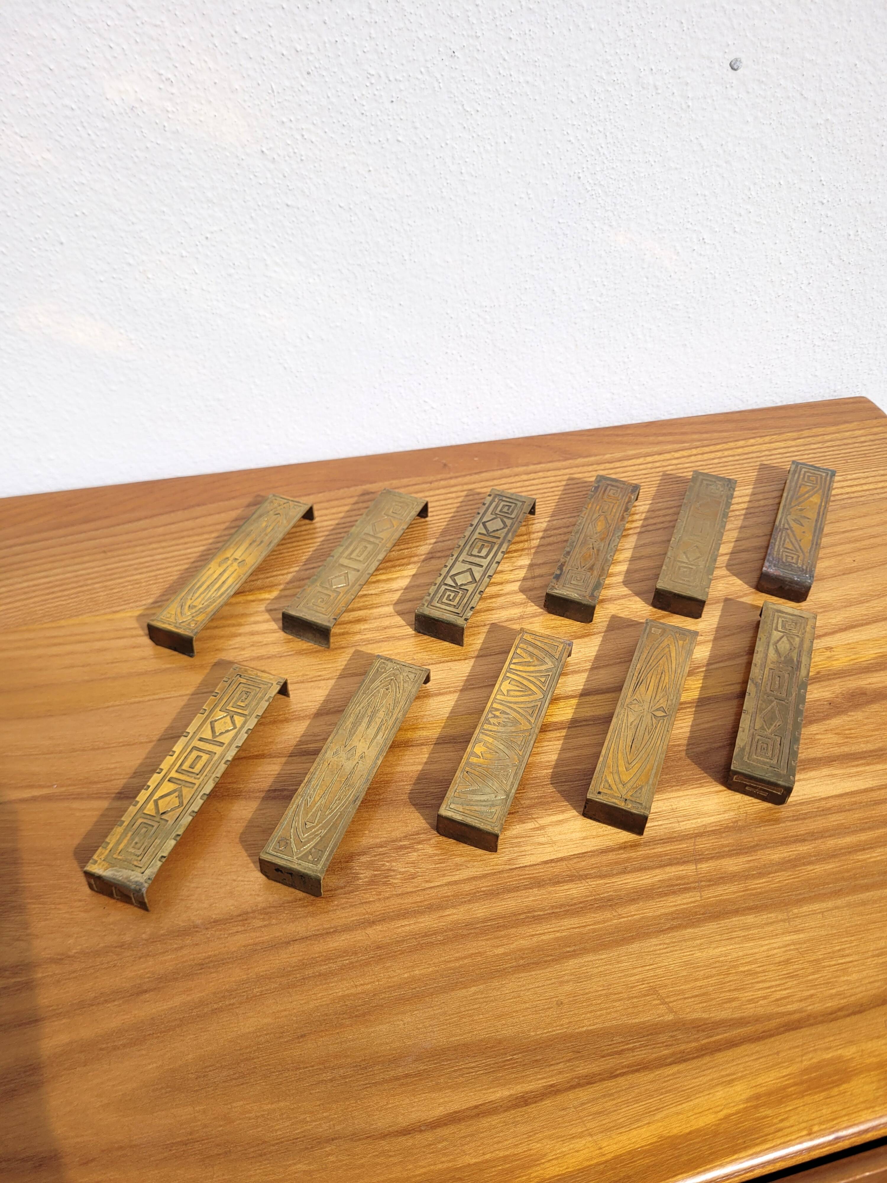 Art Deco style gold knife holder set