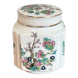 Coffee Jar, Indian Tree, Douwe Egberts, Pink and Green Flowers