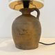 Vintage brutalist stoneware ceramic lamp base with dried flower shade