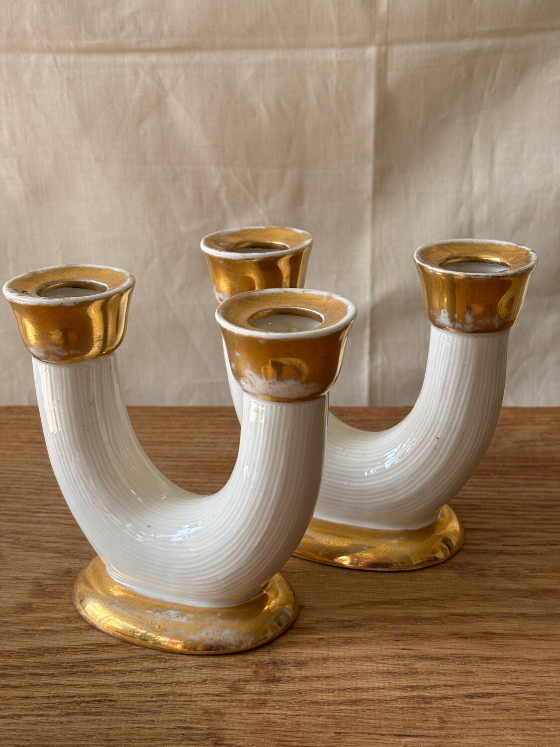 Ceramic candlesticks, Lucien Brisdoux (1878-1963)
