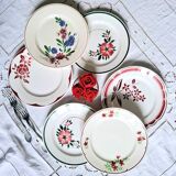 Old mismatched earthenware dinner plates