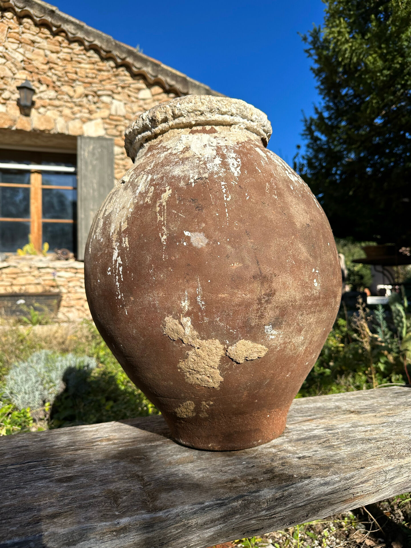 Ancient terracotta pottery jar from the 19th century.