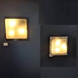 ARTELUCE applique murale carrée en verre de Murano et métal années 70/80