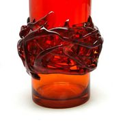 Crown of Thorns vase, red glass, designed by J. Słuczan-Orkusz, Poland, 1970s