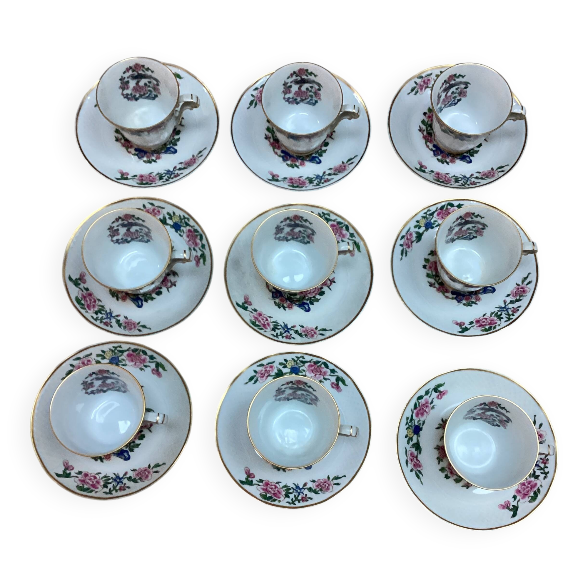 Tasses à café Bernardaud oiseaux de chine