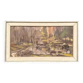 Huile sur panneau d'origine suédoise – « Ancien moulin à scie, Apelnäs Roasjö » par Gunnar Svensson – Daté de 1962 – Vintage et encadré