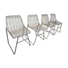 Lot de 4 Chaises en métal grillagées 1950