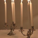 Pair of triangular 3-light candlesticks
