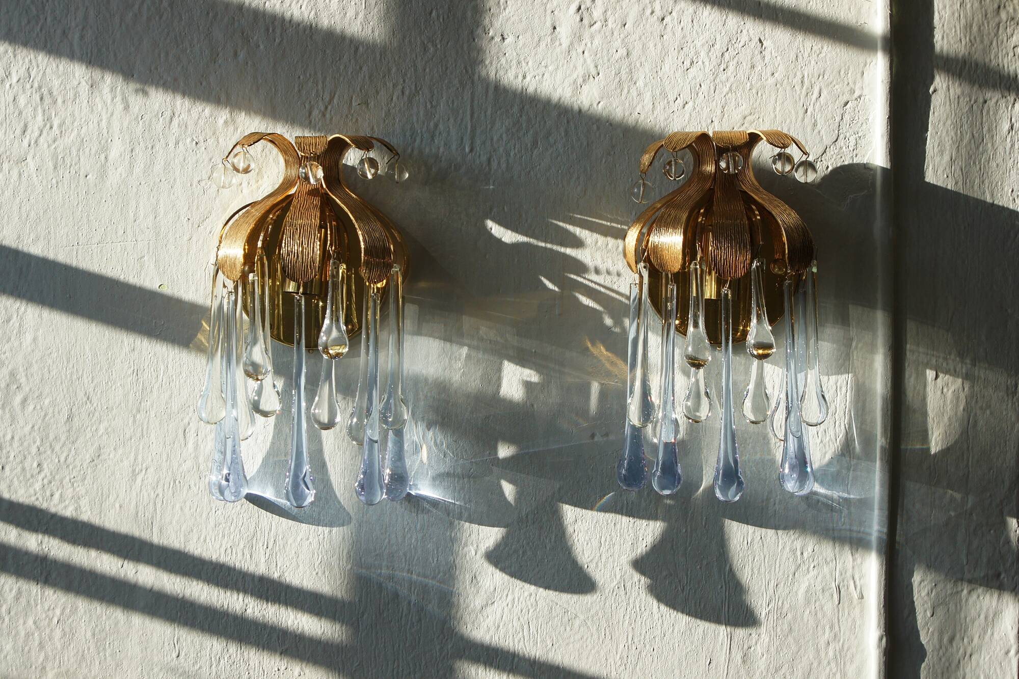 Crystal Wall Lights by Palme & Walter Palwa, 1960s, Set of 2