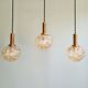 Amber bubble glass suspension trio, design H. Tynell, 1970