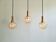 Amber bubble glass suspension trio, design H. Tynell, 1970