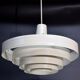 Saturn pendant light in satin white lacquered metal