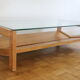 Coffee table oak and glass 1960