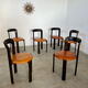 6 wooden chairs and imitation leather design Bruno Rey for Dietiker vintage year 60