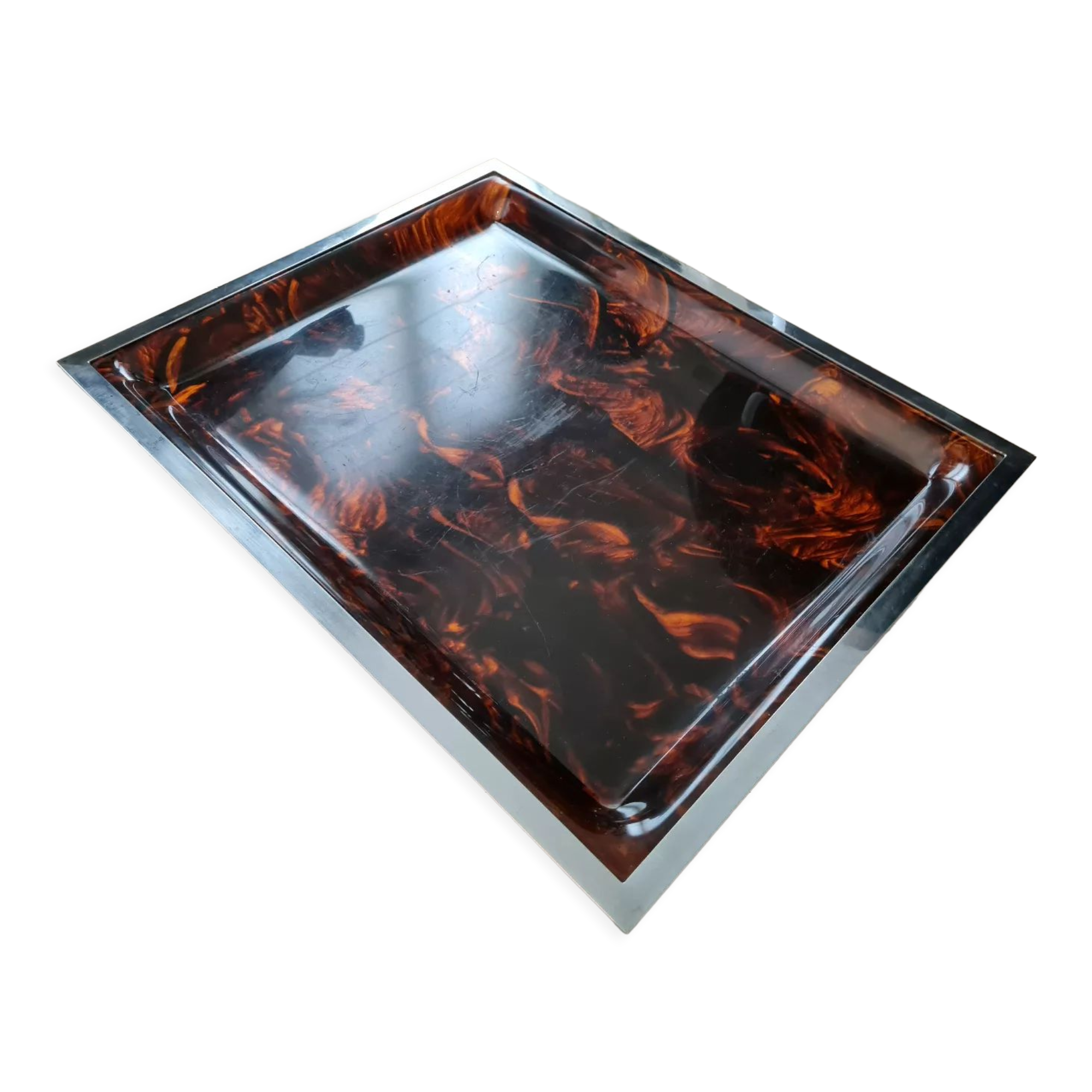 Lucite tortoiseshell and silver metal style