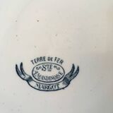 Six flowery old plates in green and blue