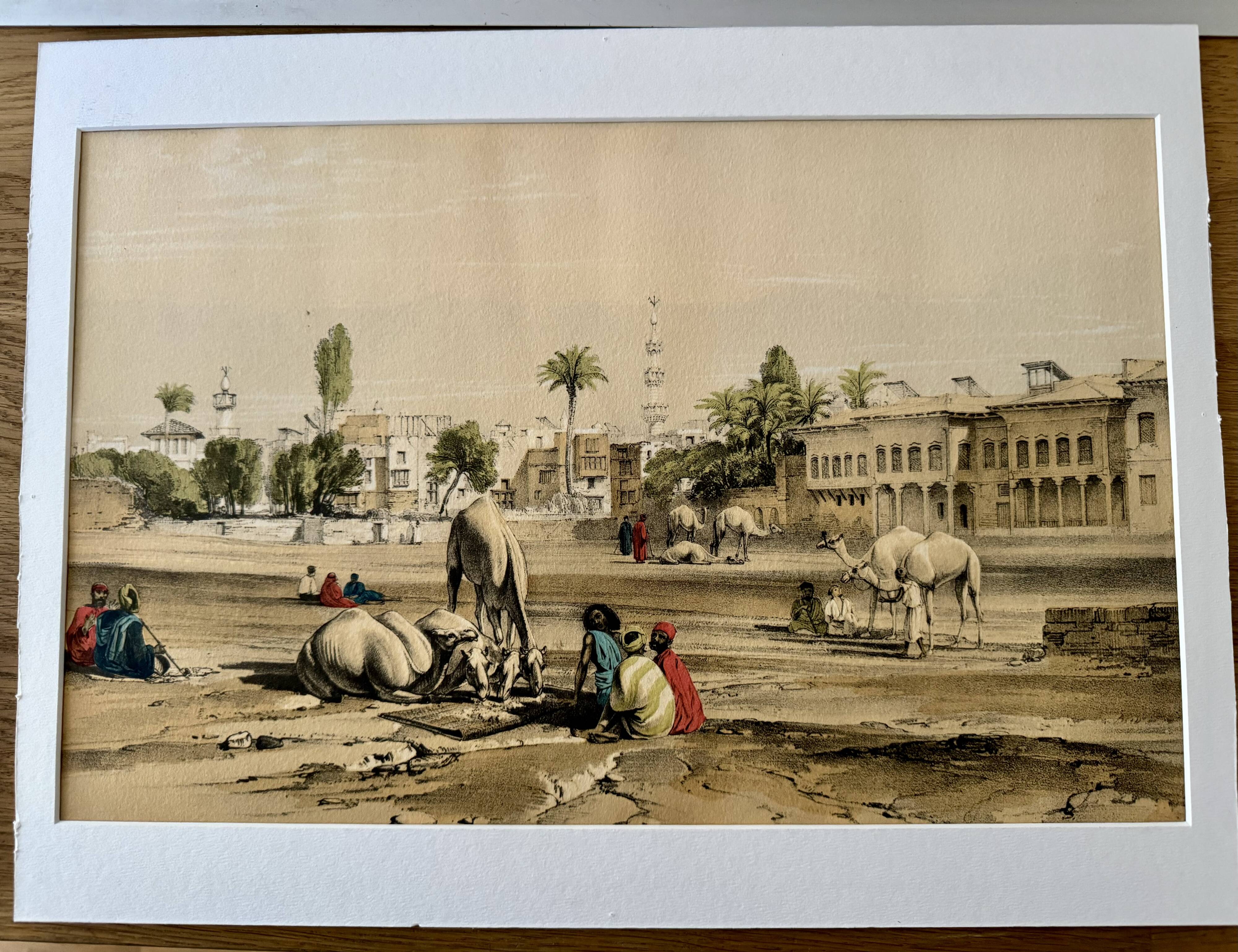 Orientalist engraving, view of the Shereef Bey Palace in Cairo, 20th century