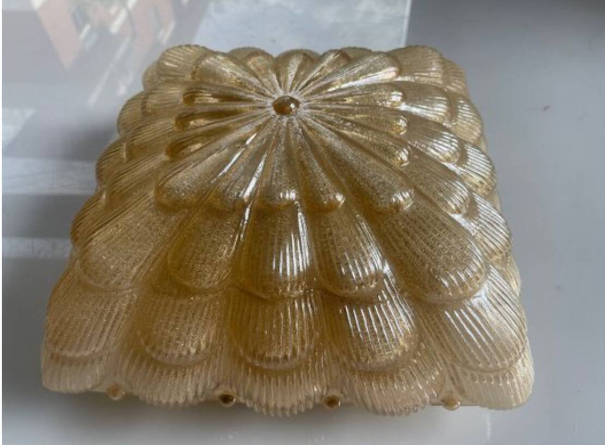 Lot de 2 suspensions lumineuses en verre de Murano, années 1980
