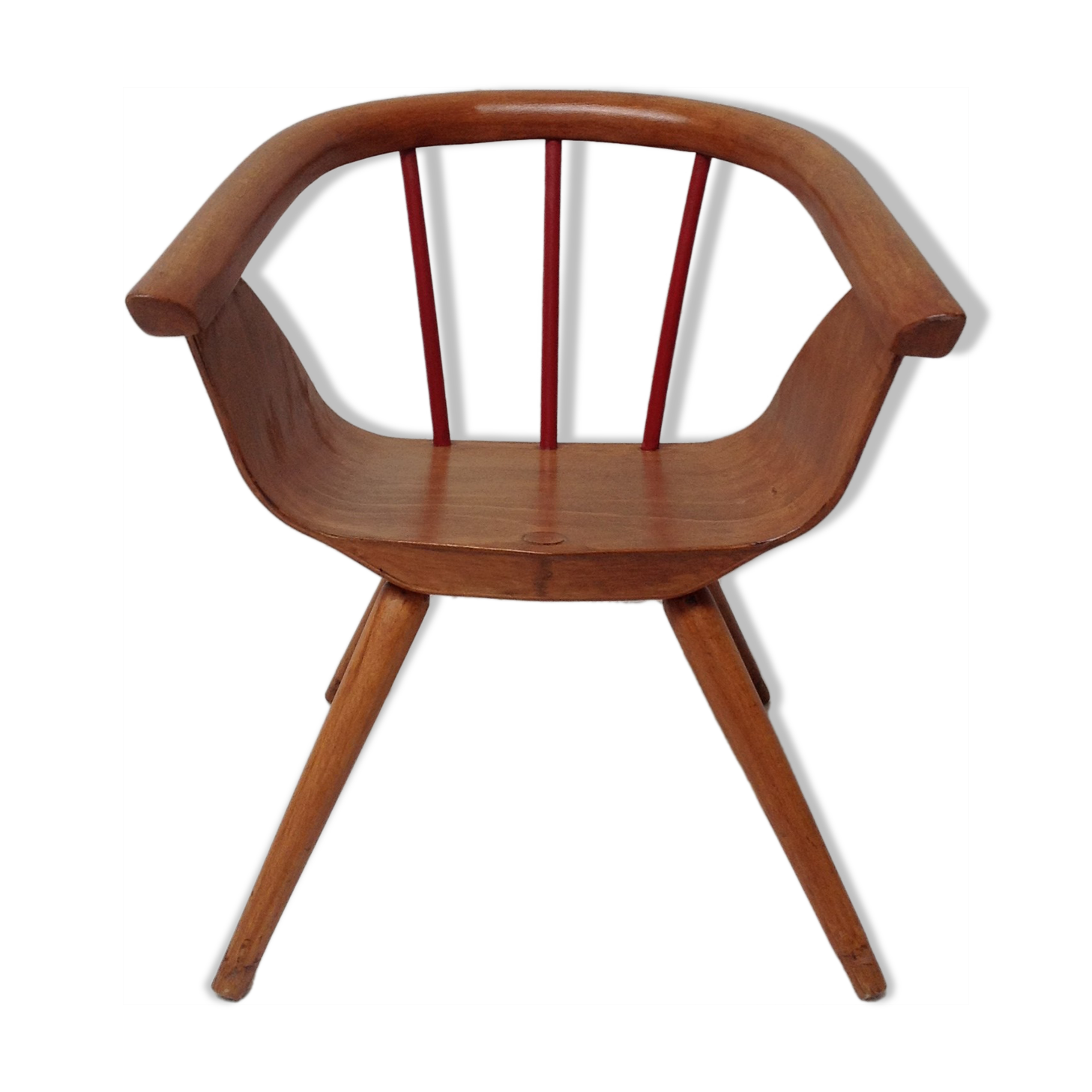 Fauteuil chaise bois courbé enfant Baumann vintage 50 60 style art deco 